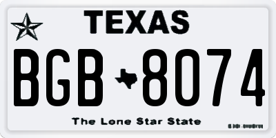 TX license plate BGB8074