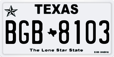TX license plate BGB8103