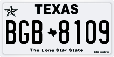 TX license plate BGB8109