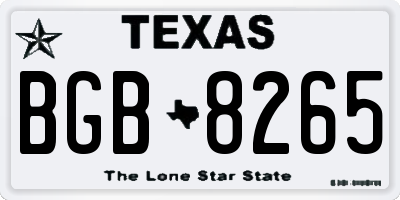 TX license plate BGB8265