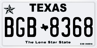 TX license plate BGB8368