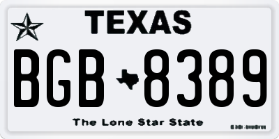 TX license plate BGB8389