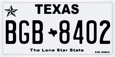 TX license plate BGB8402
