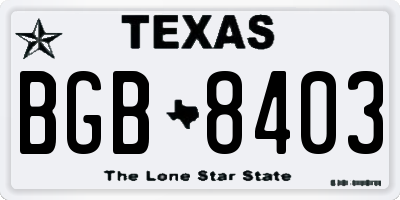 TX license plate BGB8403