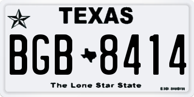 TX license plate BGB8414