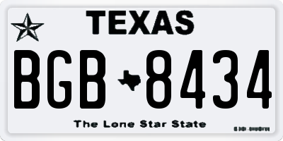TX license plate BGB8434