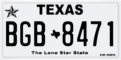 TX license plate BGB8471