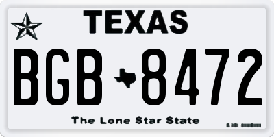 TX license plate BGB8472