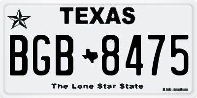 TX license plate BGB8475
