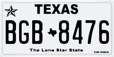 TX license plate BGB8476