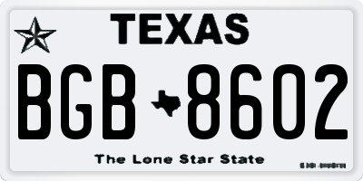 TX license plate BGB8602
