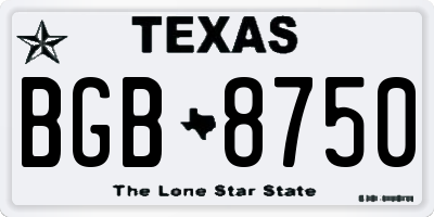TX license plate BGB8750