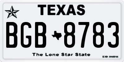 TX license plate BGB8783