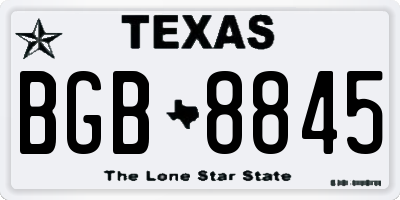 TX license plate BGB8845