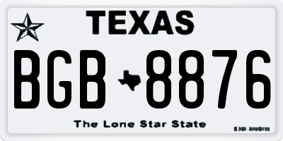 TX license plate BGB8876
