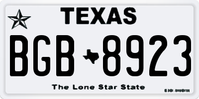 TX license plate BGB8923