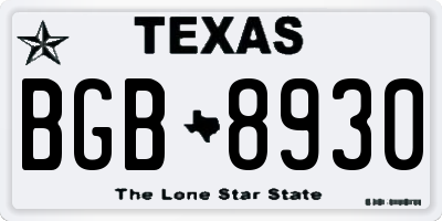 TX license plate BGB8930
