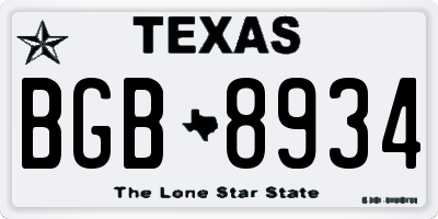 TX license plate BGB8934