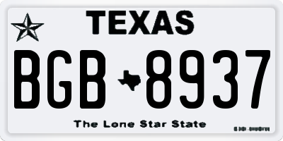TX license plate BGB8937