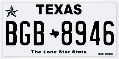 TX license plate BGB8946
