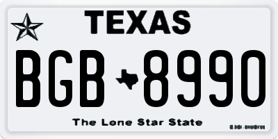 TX license plate BGB8990
