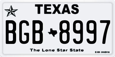 TX license plate BGB8997