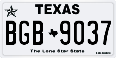 TX license plate BGB9037