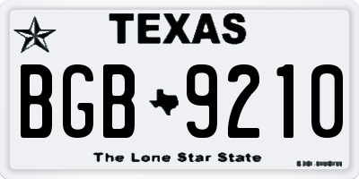 TX license plate BGB9210