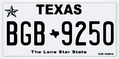TX license plate BGB9250