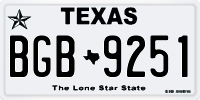 TX license plate BGB9251