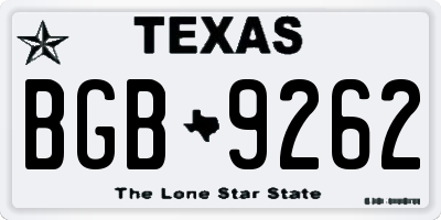 TX license plate BGB9262