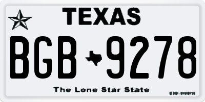 TX license plate BGB9278