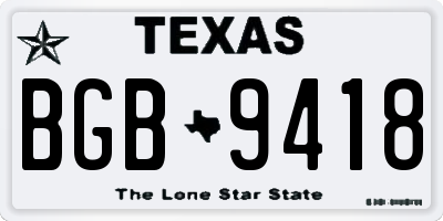 TX license plate BGB9418