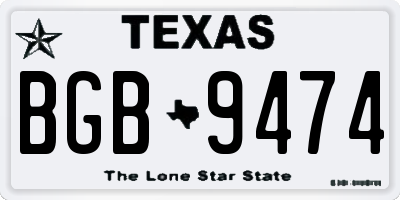 TX license plate BGB9474
