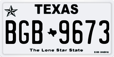 TX license plate BGB9673