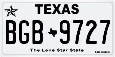 TX license plate BGB9727