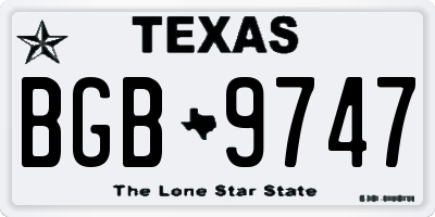 TX license plate BGB9747
