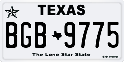 TX license plate BGB9775