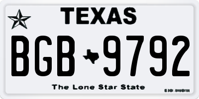 TX license plate BGB9792