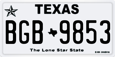 TX license plate BGB9853