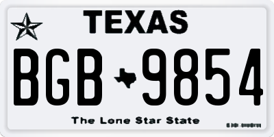 TX license plate BGB9854