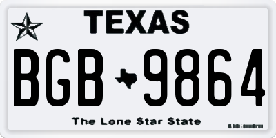 TX license plate BGB9864