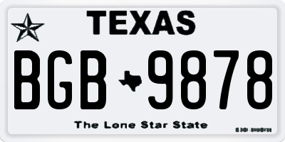 TX license plate BGB9878
