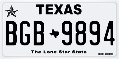 TX license plate BGB9894