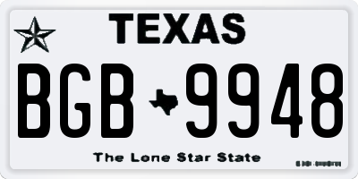 TX license plate BGB9948
