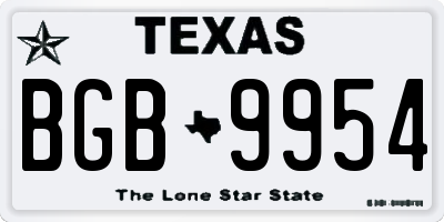 TX license plate BGB9954