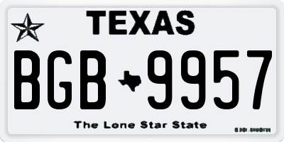 TX license plate BGB9957