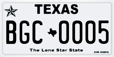TX license plate BGC0005