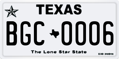 TX license plate BGC0006
