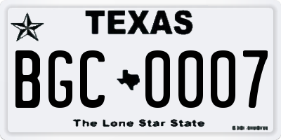 TX license plate BGC0007